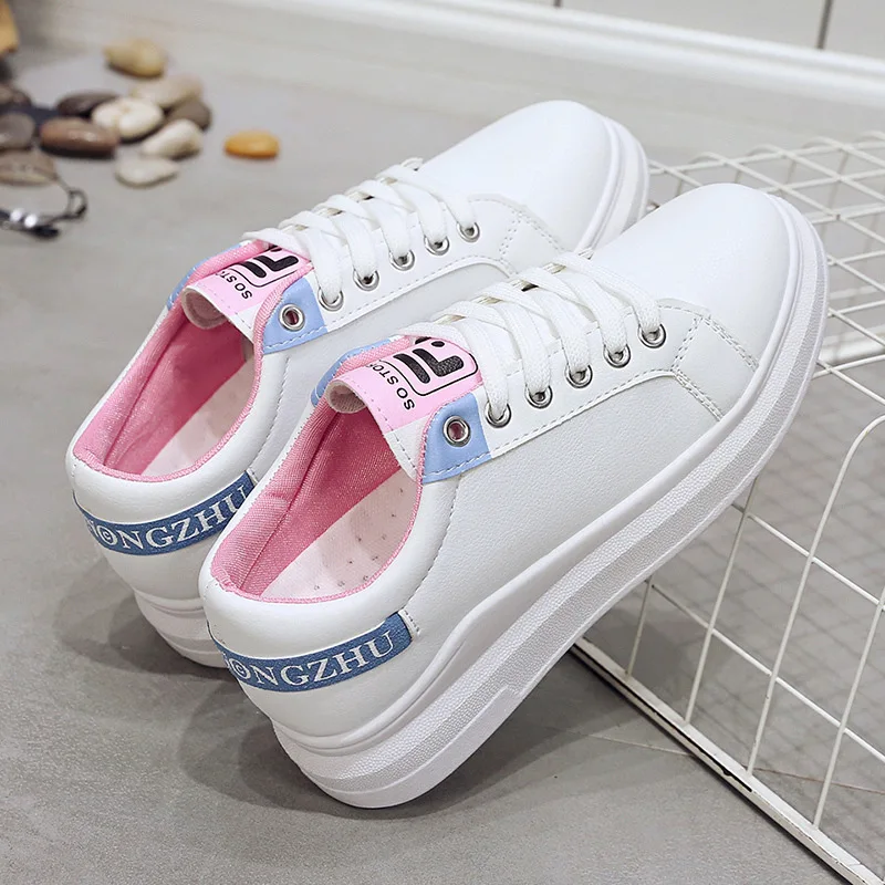 

White Shoes Women's 2019 Autumn New Style Korean-style Students Casual Shoes Women's Low Top Thick Low Shoes Versatile Wearable