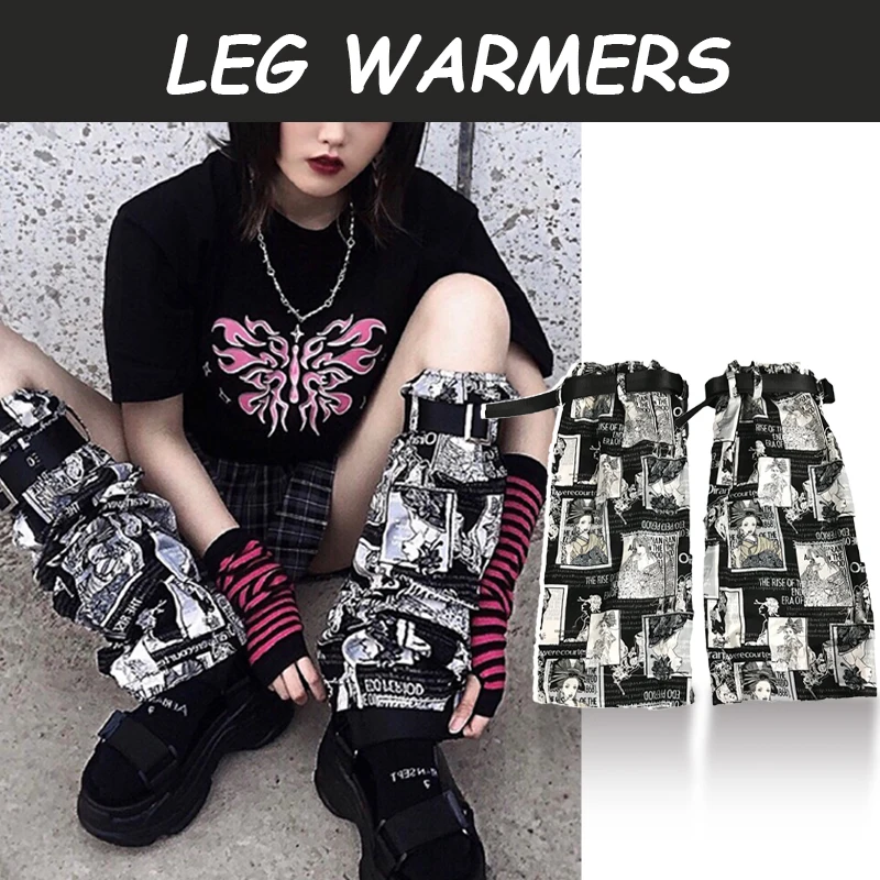punk-japanese-tokyo-geisha-pattern-socks-gothic-harajuku-magazine-print-leg-warmer-leg-sleeve-cosplay-lolita-pile-sock
