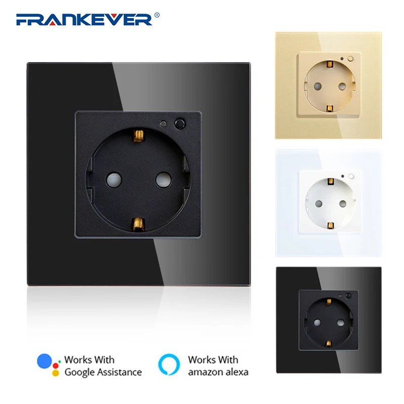 Умная настенная розетка FrankEver 16A EU Wi Fi стеклянная панель выход Tuya дистанционное
