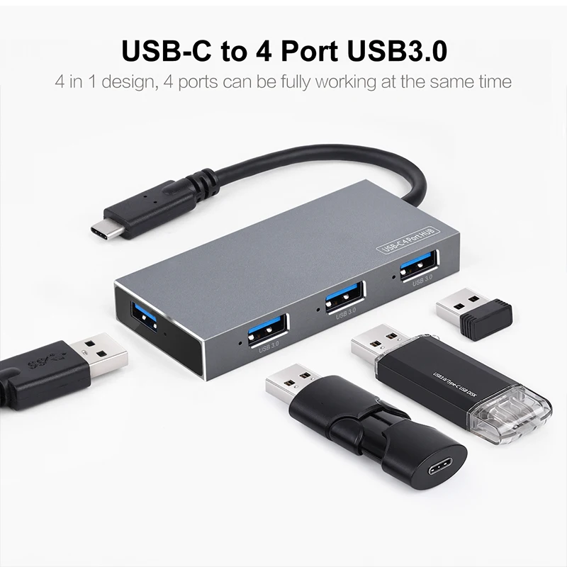 VLAMPO type c 4port HUB high speed usb3.0 5Gbps docking station USB-C splitter adapter for computer peripherals accessorie