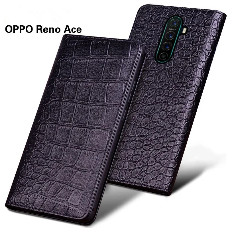 

High-end full grain genuine leather magnetic holder case for OPPO Reno Ace/OPPO Reno 2/OPPO Reno flip phone cover bag stand capa
