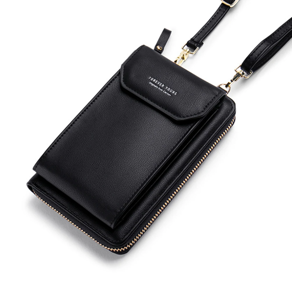 Black color Универсальная полиуретановая сумка для телефона, чехол для iPhone 11 Pro Max, портативный ремешок через плечо, чехол для samsung Galaxy Note 10+ huawei P30 - Цвет: Black color