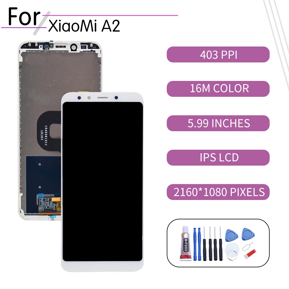 Оригинальный Для Xiaomi Mi A2 LCD сенсорный экран дигитайзер сборка для 6X дисплей с