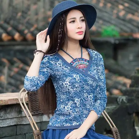 Женские блузки blusas y camisas mujer размера плюс, традиционная китайская одежда Harajuku, этнический пояс, блузка с принтом, рубашка DF364
