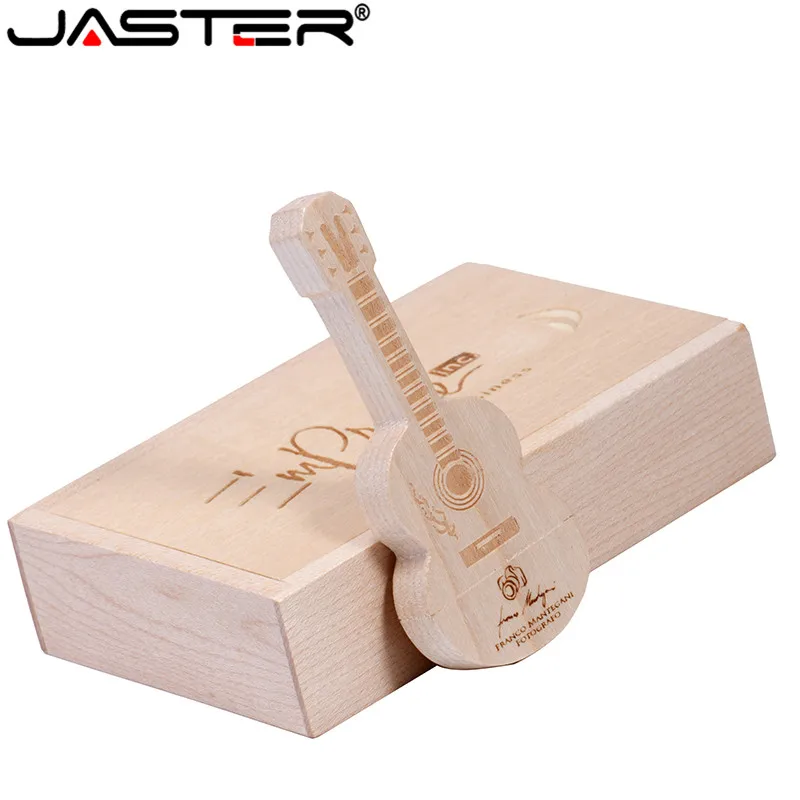 Usb флеш накопитель JASTER 4 64 Гб с деревянной бамбуковой гитарой и логотипом в