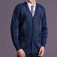 #Special Offers Men Elegant Lattice Pattern Knitting Cardigans Autumn Winter Thick Fleece Liner Sweater Man Blue Gray V-neck Jacquard Knitwear #Special Offers Men Elegant Lattice Pattern Knitting Cardigans Autumn Winter Thick Fleece Liner Sweater Man Blue Gray V-neck Jacquard Knitwear
