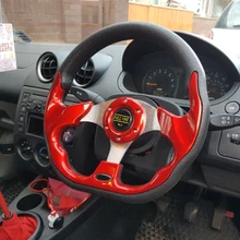 

Universal 320mm PU steering wheel leather steering wheel aluminum frame lightweight modified sports steering wheel