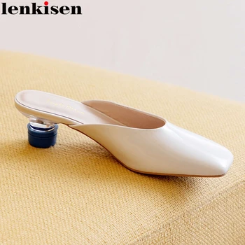

Lenkisen gladiator high quality handmade pointed toe high strange heels mules slip on daily wear beauty lady maiden pumps L71