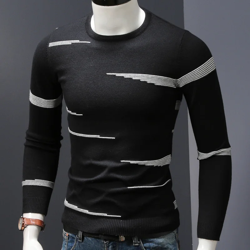 

Fashion Sweater Men Winter Geometric Pattern Pullover Slim Fit Long Sleeve O-Neck Jersey Oversized Clothes
