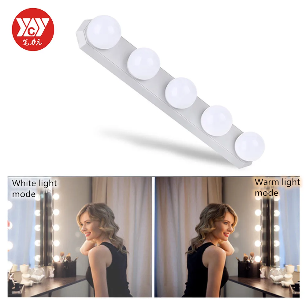 

USB Port LED Makeup Mirror Vanity Light Bulb Dimmable LED Wall Lamp 5 Bulbs Kit for Dressing Table Dressing Room Lighting