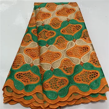 

Newest African Guipure Cord Lace Fabric High Quality French Water Soluble Cord Lace Fabric With Stones For Nigerian Dress WD9142