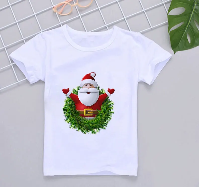 Новинка года; Детские Рождественские рубашки; чулки с оленем и Санта-Клаусом; Рождественская футболка; Рождественская рубашка для мальчиков и девочек; модная Милая футболка