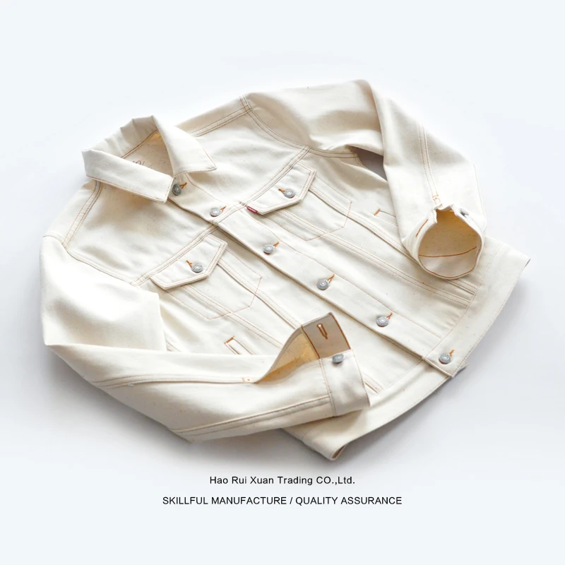 

SAUCE ORIGIN Handmade Selvedge Jacket White Denim Jeans Raw Denim Jacket Color Point Denim Jacket Vintage Men Jacket