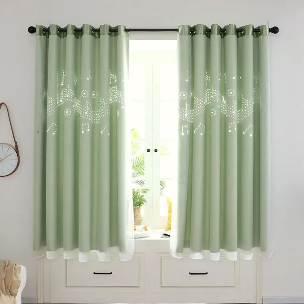 Yfashion Hollow Out Sheding Window Curtain for Living Room Bedroom Punching Style - Цвет: green