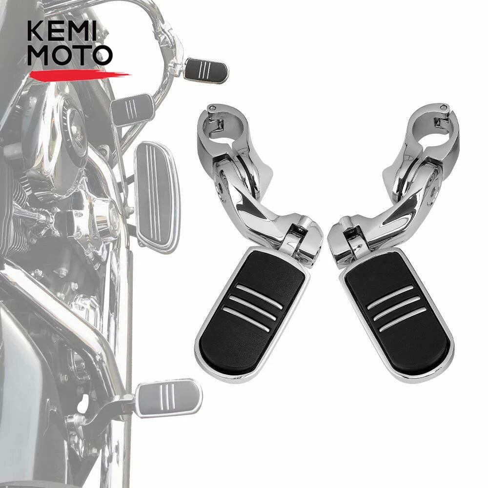 Motorcycle Highway Foot Pegs Engine Guard 45 Degrees Footpegs with Clamps 25-32mm Black For Touring Electra Glide Softail Dyna Universal