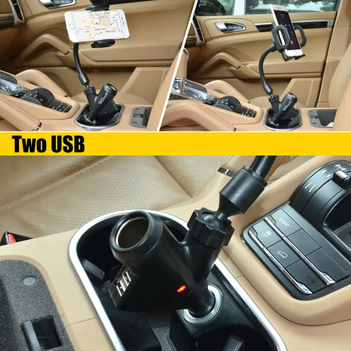 Автомобильный Универсальный держатель для телефона с двойной USB Автомобильное зарядное устройство прикуриватель адаптер питания B88
