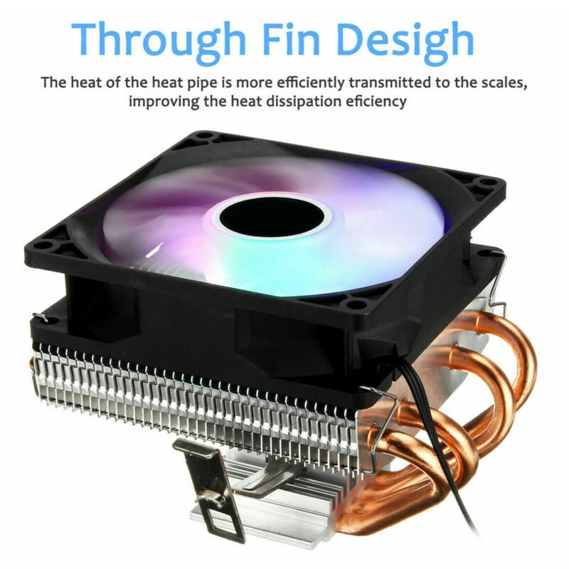 

Pohiks 1pc Durable CPU Cooler Heatsink Colorful RGB LED Super Mute Cooling Fan Radiator Fan For Intel LGA 1155 1366 AMD