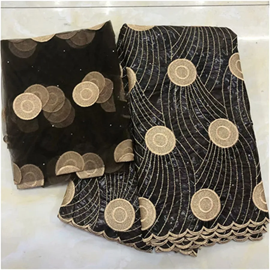 as picture Нигерийская кружевная ткань whtie Африканский Базен riche getzner с камнями Индия bazin brode getzner самый популярный 5+ 2 ярдов/партия KY - Цвет: as picture
