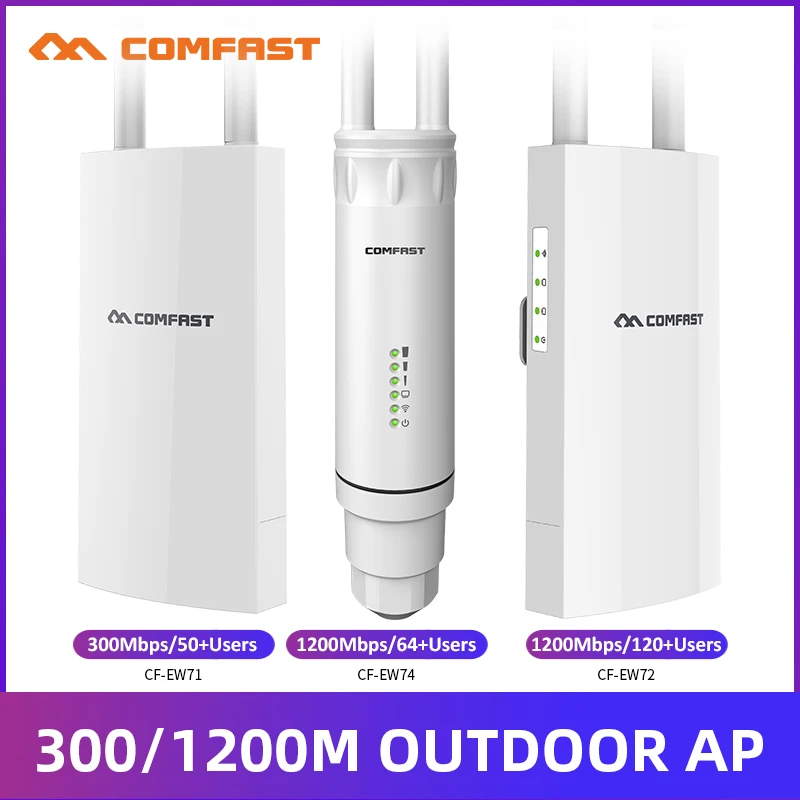 Comfast-extensor Wifi sem Fio de Ponto de Acesso Exterior 300m 1200m 2.4g 5ghz Ac1200 Área Ampla Roteador Antenas Wifi Adaptador Street ap - Imagem 3