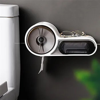

Multifunctional Free Punching Tissue Box Toilet Paper Holder Plastic Storage Box Toilet Waterproof Bathroom Shelves