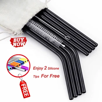

2/4/8Pcs Colorful Reusable Drinking Straw High Quality 304 Stainless Steel Metal Straw with Cleaner Brush Dropshipping VIP link