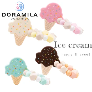 

10pc Ice Cream Silicone Teether Infant baby teething toys for newborns DIY Stroller Accessories baby teether BPA free