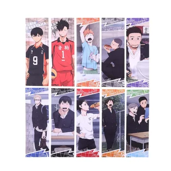 

10Pcs/Set Haikyuu!! Japanese Anime Volleyball Bookmarks Message Cards Book Notes Paper Page Holder for School Office Stationery