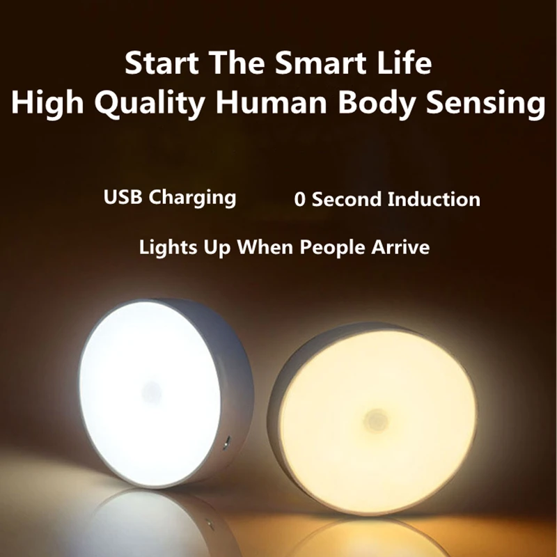 

Human Body Sensing Function LED Night Light USB Rechargeable Sensor Lamp for Room Corridor Closet Kitchen Easy Install