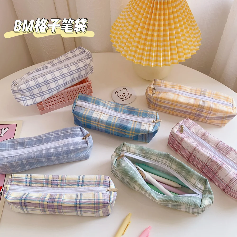 Sweet And Lovely Plaid Pattern Pencil Case Kawaii Pencil Bag Funny Pencilcase Cartoon Students School Supplies Cute Stationery Sweet And Lovely Plaid Pattern Pencil Case Kawaii Pencil Bag Funny Pencilcase Cartoon Students School Supplies Cute Stationery