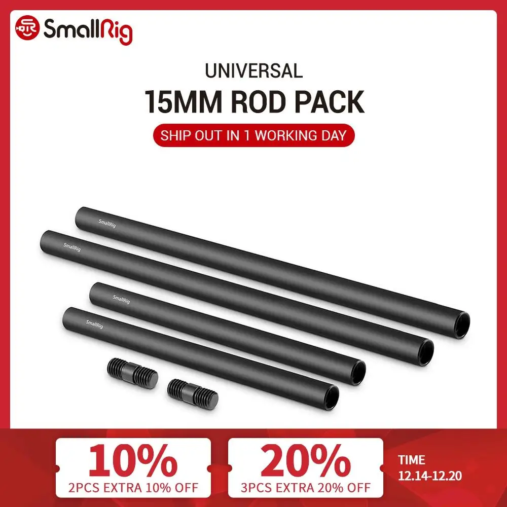 SmallRig 15mm Rods Pack with M12 Thread Rod Cap Connectors Aluminum Alloy Rods Combination Camera Rail Rod (2 Pairs Pack)- 1659 ► Photo 1/6