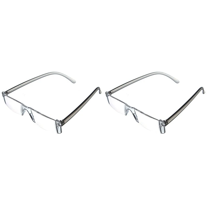 2Pcs Trendy Reading Glasses Nerd Glasses Reading Aid Visual Aid Modern Design Borderless+2.0 with+1