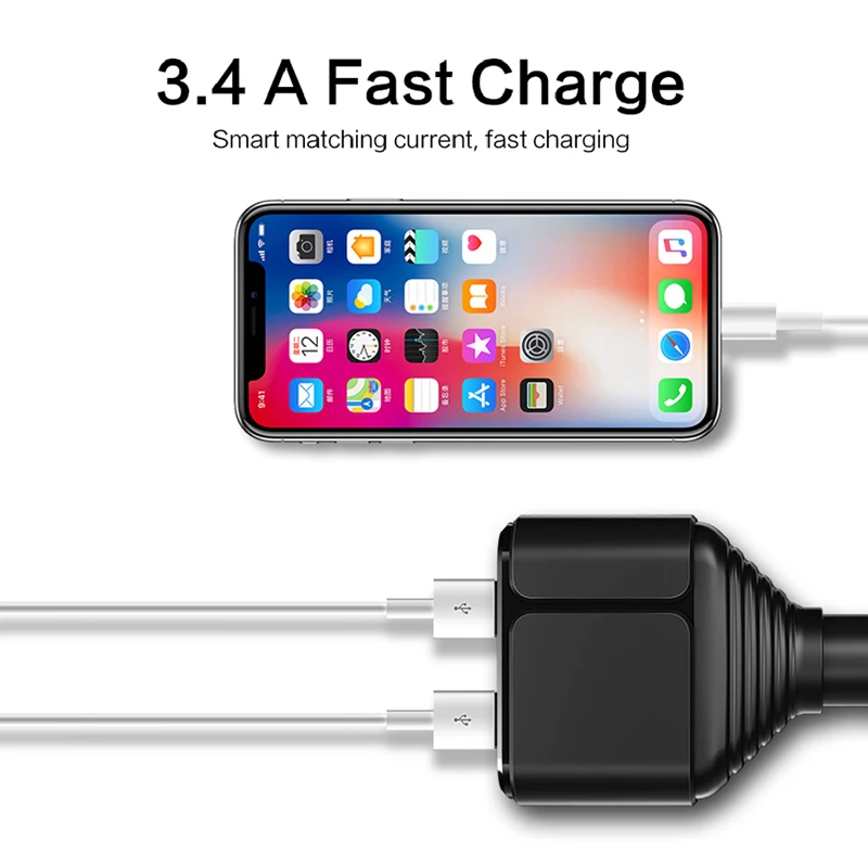 Автомобильное зарядное устройство Licheers с двумя USB портами и цифровым дисплеем 3 4