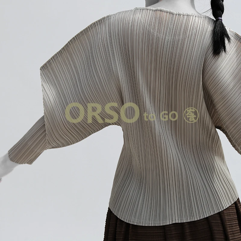 aspicture TVVOVVIN New Fashion Women Clothes Round Collar Batwing Sleeves Pleated High Pullover T-shirt Female Top Fold B537 - Цвет: aspicture