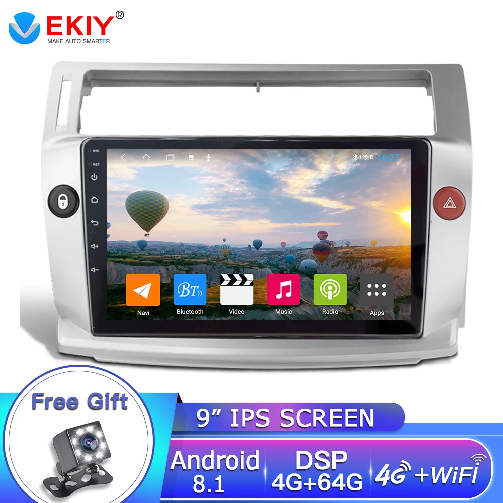 EKIY 9 ''ips 2Din 4G+ 64G Android 8,1 Автомагнитола для Citroen C4 C-Triomphe C-Quatre 2004-2009 Автомобильный dvd-плеер DSP Автомобильный мультимедийный