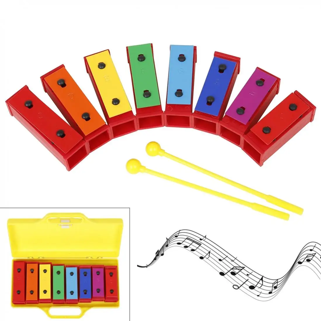 

8 pcs Colorful Tone Sound Brick 8 Note Early Musical Instrument Hand Knock Music Instruments Piano Baby Educational Toys Gift