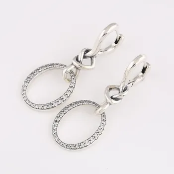 

Studs Earrings for Women Wedding Party Lady Fine Jewelry Authentic S925 Earring Knotted Hearts with Crystal