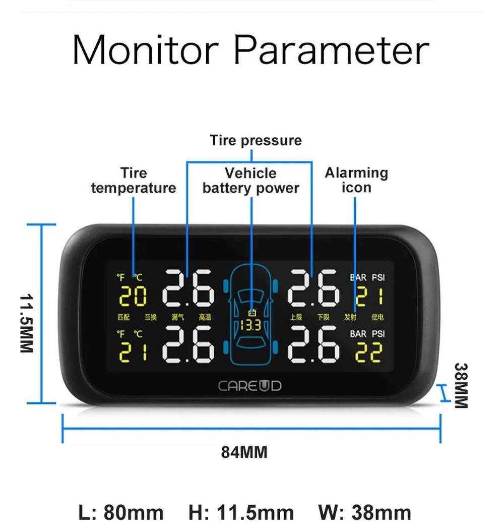 Автомобильные шины TPMS Careud U903 4 внутренних датчика TPMS система контроля давления в шинах сигнализация давления в шинах