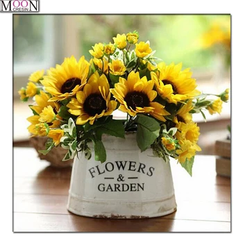 

Flowers 5D Diy Diamond Painting Sunflower Square & Round Drill Embroidery Cross Stitch Rhinestones Diamond Mosaic Kits