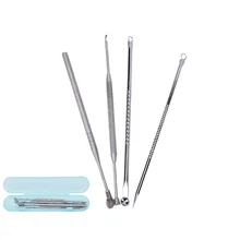 4 шт./компл. Премиум Нержавеющая сталь для удаления черных точек прыщей экстрактор угрей и комедонов, инструмент для удаления+ ушной серы палку комплект