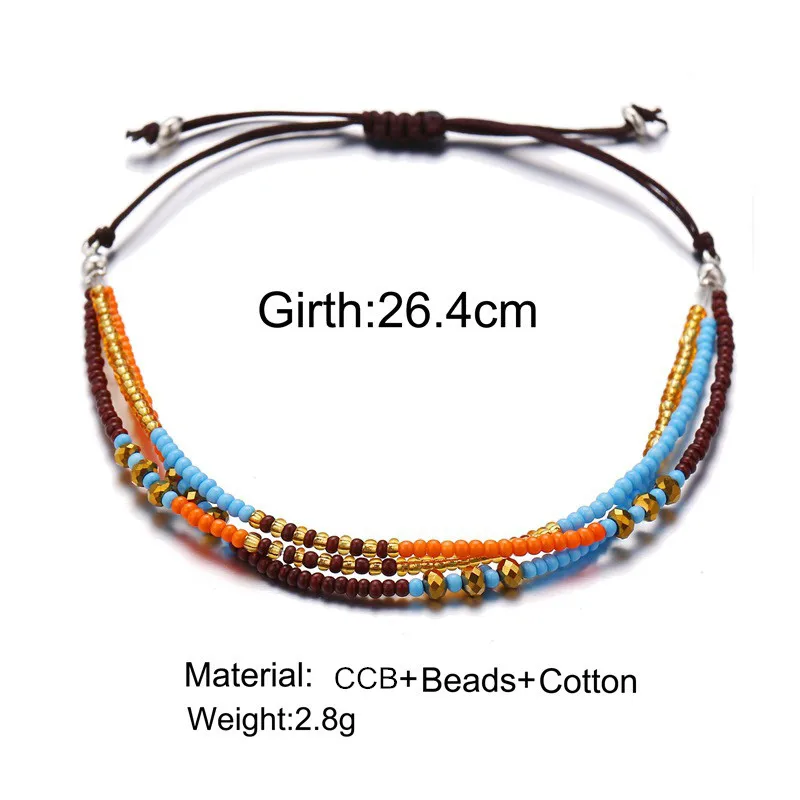 Bohemian Seed Bead Beach Charm Ankle Bracelet Fashion Rainbow Adjustable Anklet Foot Jewelry Ocean Gift For Women - Image 2