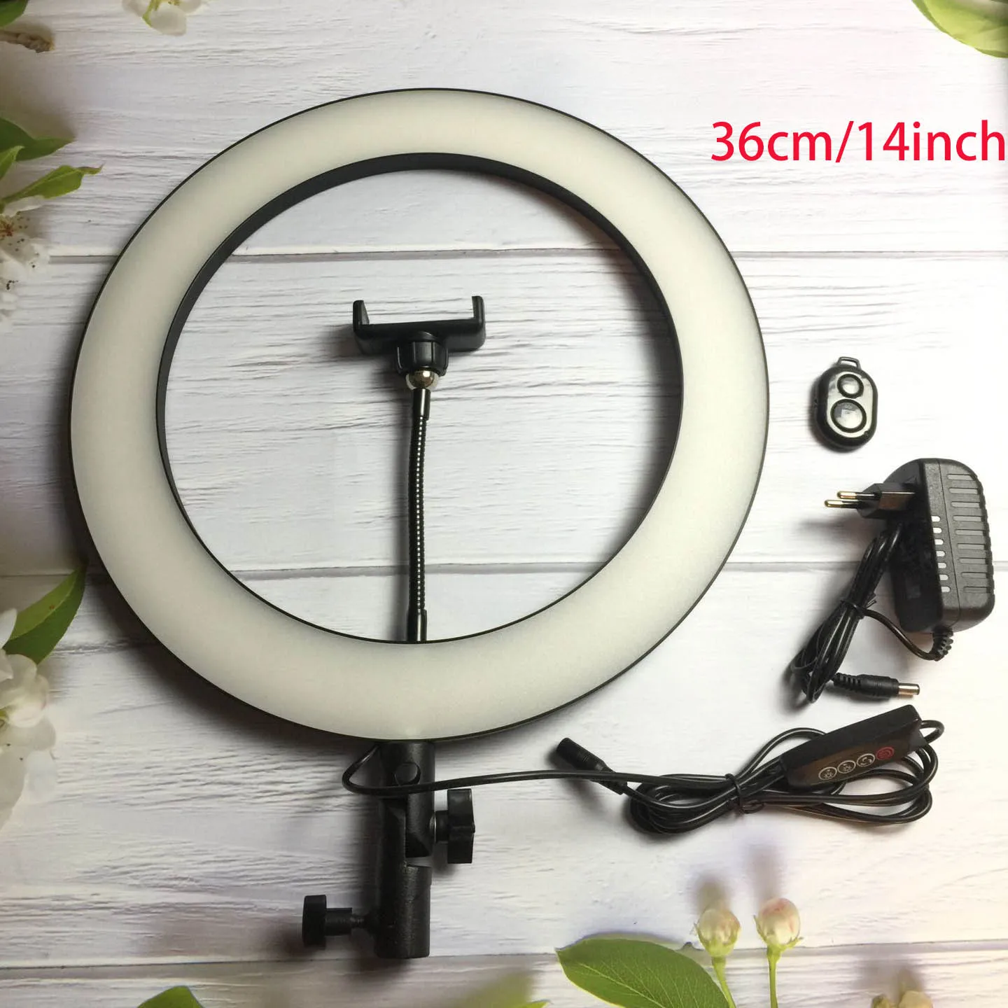 36cm ring light Кольцевой светильник для селфи телефона 16 см, 26 см, 30 см, 45 см, 3 держателя для телефона, светильник для фотосъемки, штатив всех размеров с пультом дистанционного управления для фото и видео - Цвет: 36cm ring light
