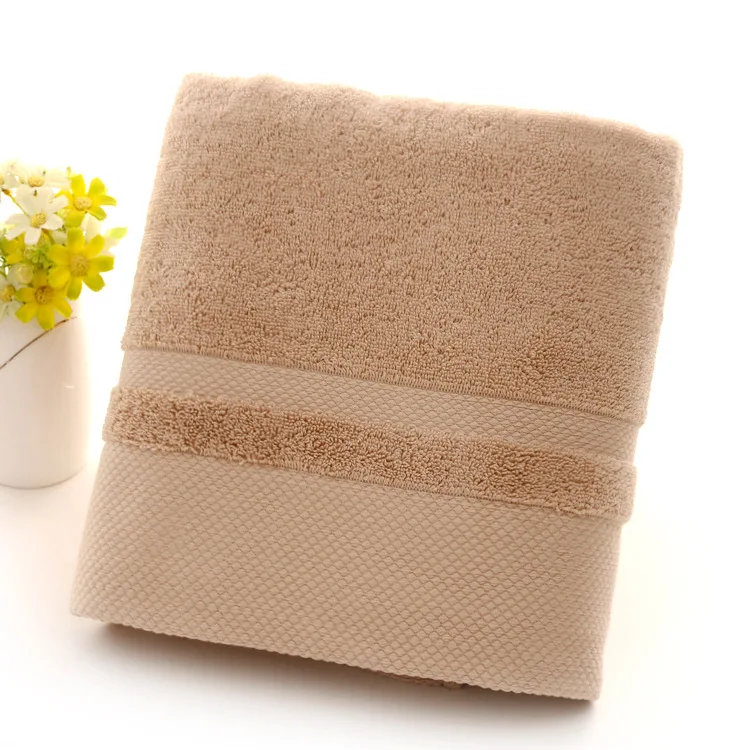 Thick Baby Quality Class a Plain Interrupted Cotton Bath Towel 450 Grams Long-Staple Cotton Beach Towel - Цвет: Brown 70X140