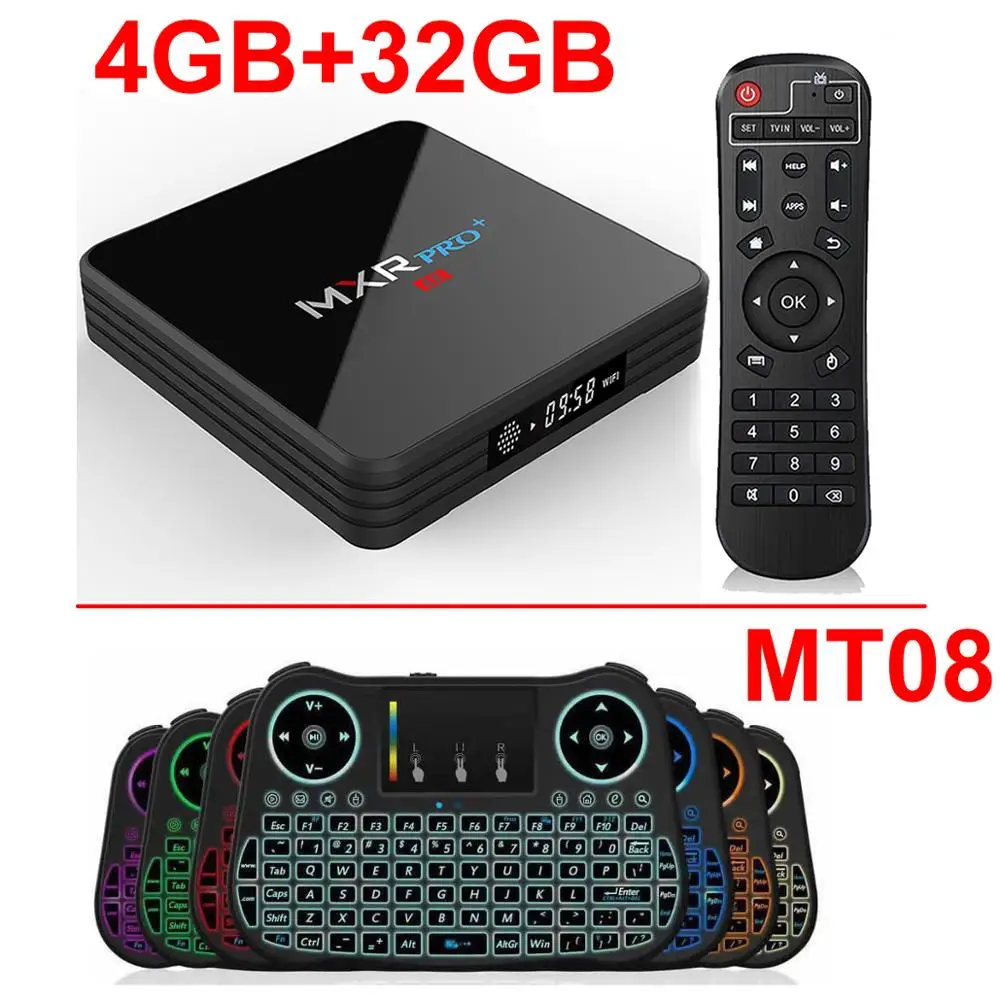 MXR PRO Plus Android 9,0 Smart tv BOX RK3318 Четырехъядерный 4G/32G светодиодный дисплей 3D 4K USB 3,0 BT4.0 2,4G/5G двойная wifi приставка - Цвет: 4GB 32GB Add MT08