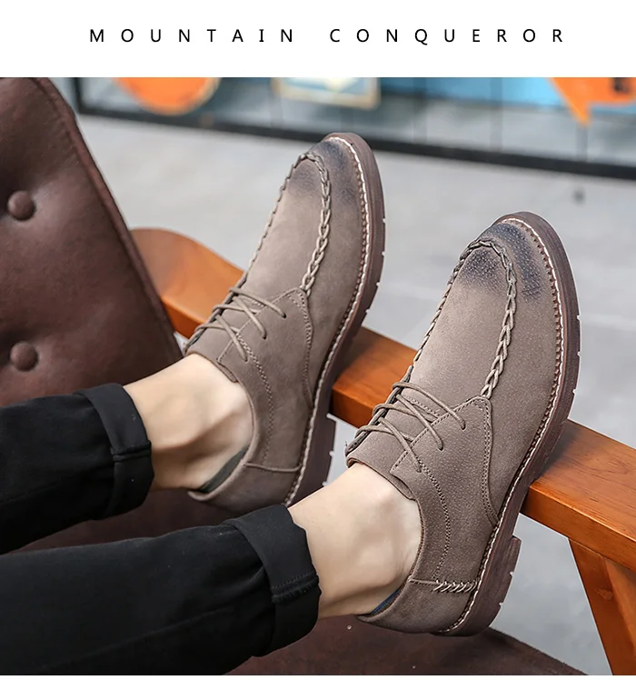 Mountain Conqueror Fashion Shoes Men Split leather Autumn Winter Vintage Motorcycle Boots Male Martin Shoes Men Ankle Boots