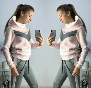 

Autumn winter women printed letter pullover tracksuits hoodies casual outfits sport suits 2 piece set sudaderas cortas mujer