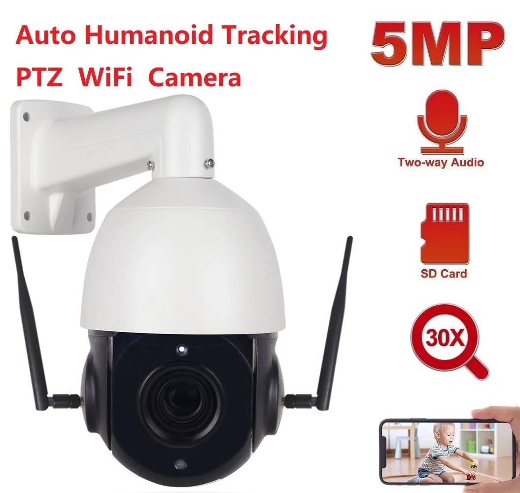 5MP 1080P PTZ WiFi IP Camera Outdoor Video Surveillance Wireless Security Humanoid Tracking IR 60M Two way Audio Camhi | Безопасность и