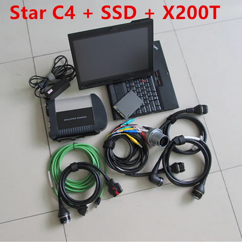 MB Star C4 Sd Подключение 4+ ноутбук X200T сенсорный экран+ SSD программное обеспечение V2019.07 лучшая модель MB Star Diagnosis c4 sd Подключение полный комплект