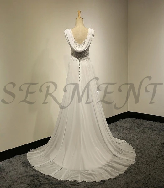 

Beach Floral Print Simple Wedding Dress Sleeveless Rhinestone Square Collar Design Back Lace Up Dress Elegant Free Custom Made