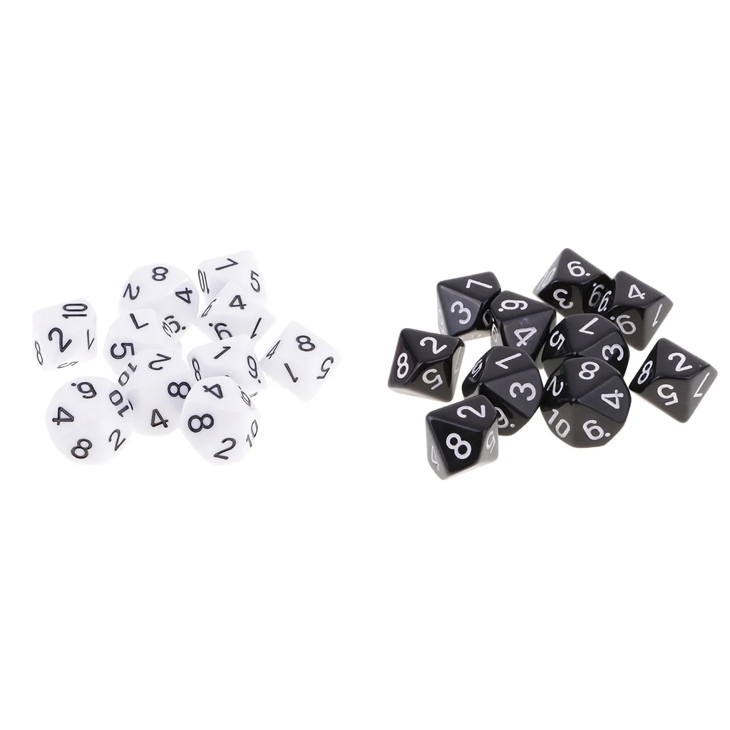 20x D10 Polyhedral Dices 16mm Digital Dice for Dungeons and Dragons Roleplay