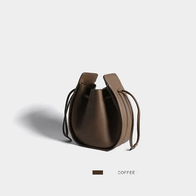 Unua amo брендовая вместительная сумка со шнуром, женские роскошные сумки из натуральной кожи, полукруглые дизайнерские женские сумки через плечо - Цвет: Dark brown